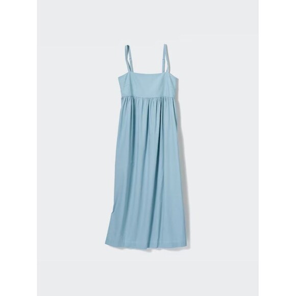 Uniqlo Linen Blend Gathered Camisole Dress in Light Blue Size SMALL - Picture 7 of 7